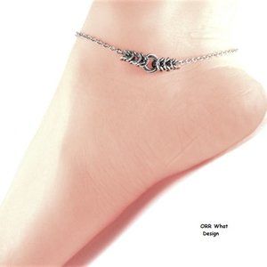 Anklet or Choker Silver Chainmail Link Jewelry Vortex Spiral Waterproof Gift